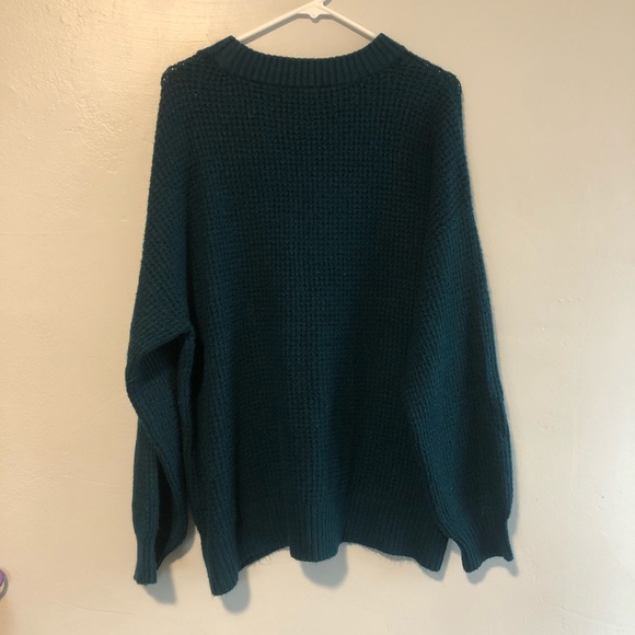 American Eagle crewneck knit oversized soft green blue sweater - Picture 5 of 7